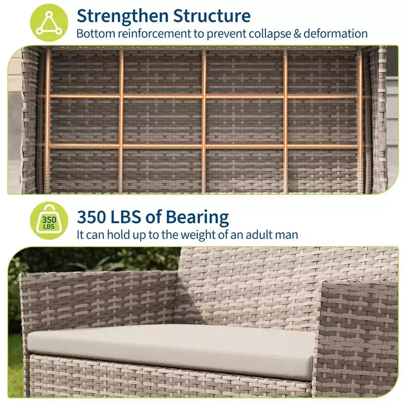 Ensemble de mobilier de patio 4 pièces, canapé d'extérieur en rotin avec 2 chaises et table basse, ensemble de bistrot moderne pour jardin et arrière-cour