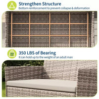 Ensemble de mobilier de patio 4 pièces, canapé d'extérieur en rotin avec 2 chaises et table basse, ensemble de bistrot moderne pour jardin et arrière-cour