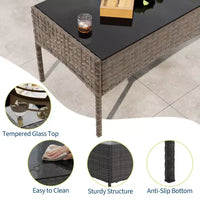 Ensemble de mobilier de patio 4 pièces, canapé d'extérieur en rotin avec 2 chaises et table basse, ensemble de bistrot moderne pour jardin et arrière-cour