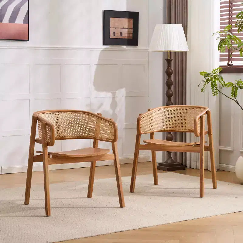 Chaises de salle à manger en rotin style ferme Christopher Knight Home Stellan en hévéa à dossier incurvé