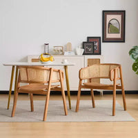 Chaises de salle à manger en rotin style ferme Christopher Knight Home Stellan en hévéa à dossier incurvé