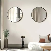 Miroir mural rond 24 à cadre en aluminium, miroir de salle de bain mural HD incassable sans distorsion en verre, miroir de courtoisie pour salon, entrée, chambre