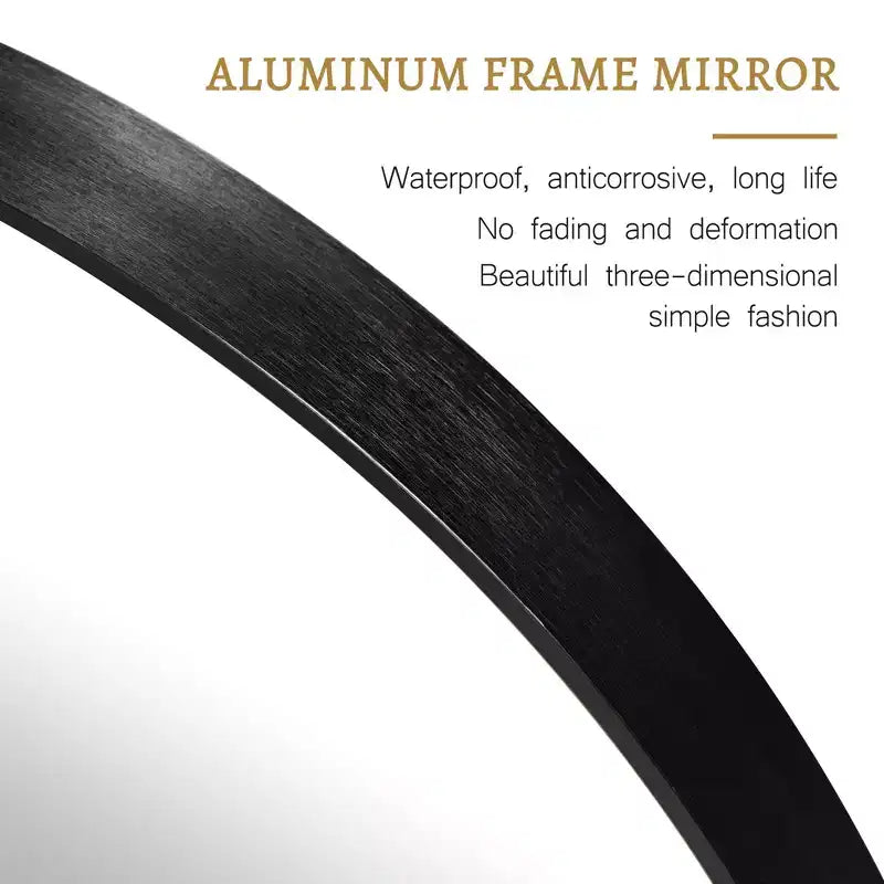 Miroir mural rond 24 à cadre en aluminium, miroir de salle de bain mural HD incassable sans distorsion en verre, miroir de courtoisie pour salon, entrée, chambre
