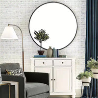Miroir mural rond 24 à cadre en aluminium, miroir de salle de bain mural HD incassable sans distorsion en verre, miroir de courtoisie pour salon, entrée, chambre