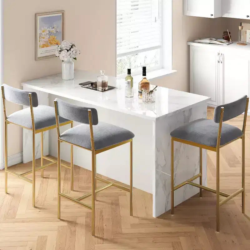 Tabourets de bar hauteur comptoir Acekool 25,5 po, lot de 4, chaises de cuisine rembourrées avec repose-pied pour îlot