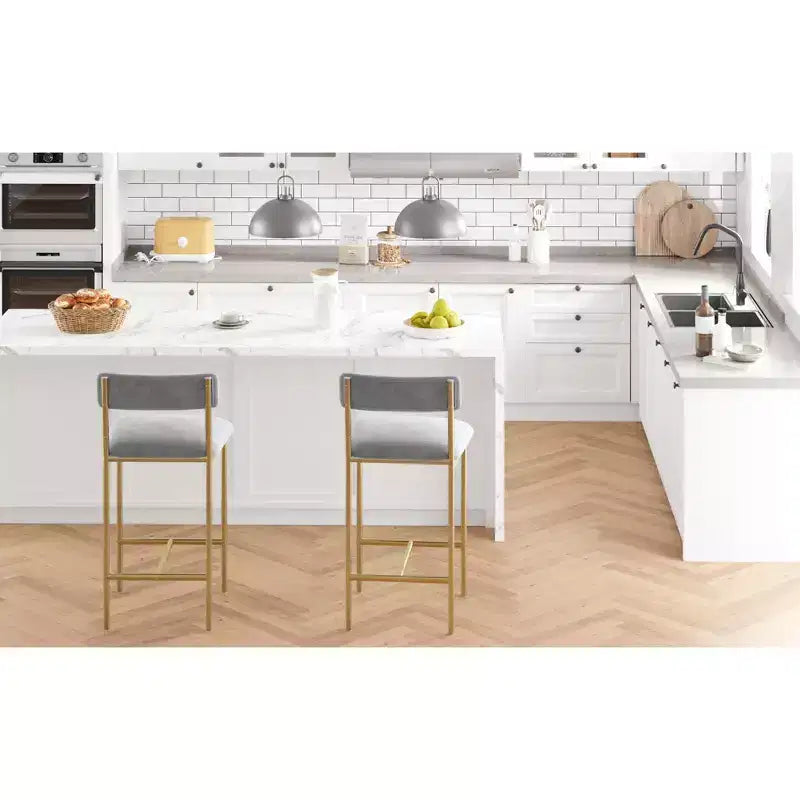 Tabourets de bar hauteur comptoir Acekool 25,5 po, lot de 4, chaises de cuisine rembourrées avec repose-pied pour îlot