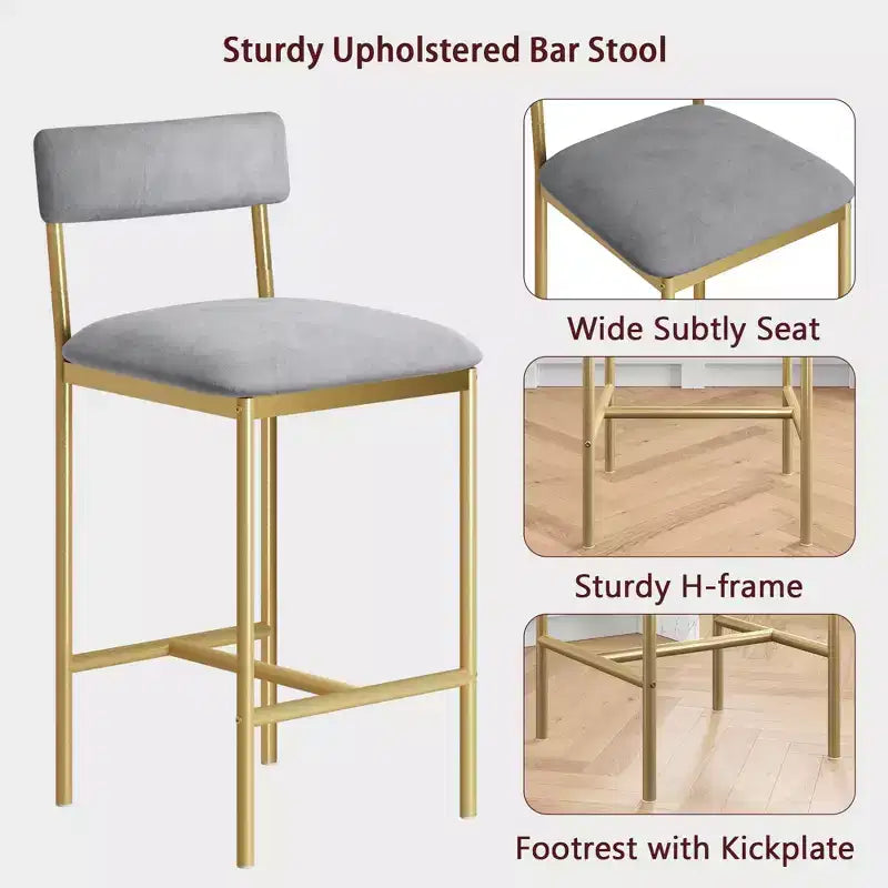 Tabourets de bar hauteur comptoir Acekool 25,5 po, lot de 4, chaises de cuisine rembourrées avec repose-pied pour îlot