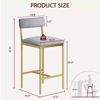Tabourets de bar hauteur comptoir Acekool 25,5 po, lot de 4, chaises de cuisine rembourrées avec repose-pied pour îlot
