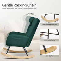 Fauteuil à Bascule de Crèche, Glider Confortable avec Dossier Haut, Siège Rembourré, Fauteuil d'Appoint Vert pour Salon, Chambre