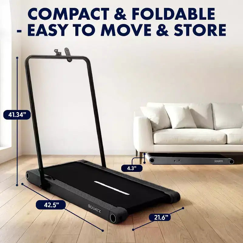 Tapis de marche 2-en-1 Squatz avec plaques vibrantes et guidon – Tapis roulant compact – Noir