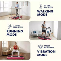 Tapis de marche 2-en-1 Squatz avec plaques vibrantes et guidon rose
