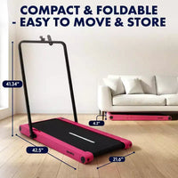 Tapis de marche 2-en-1 Squatz avec plaques vibrantes et guidon rose