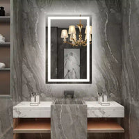 Miroir de coiffeuse mural SUMERAIN 24x36 po en verre trempé, anti-buée, certifié ETL, miroir de salle de bain intelligent à mémoire