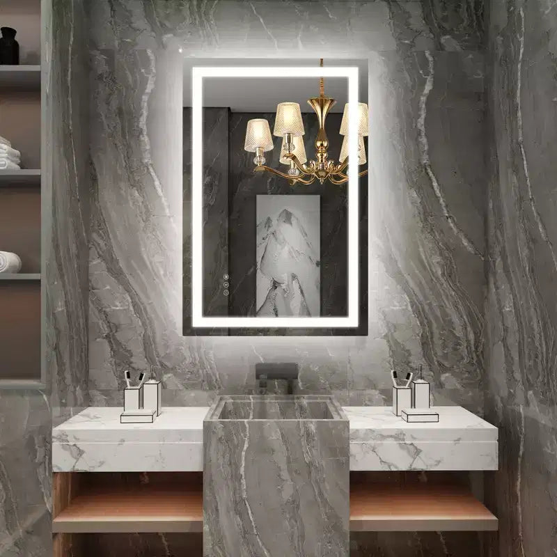 Miroir de coiffeuse mural SUMERAIN 24x36 po en verre trempé, anti-buée, certifié ETL, miroir de salle de bain intelligent à mémoire