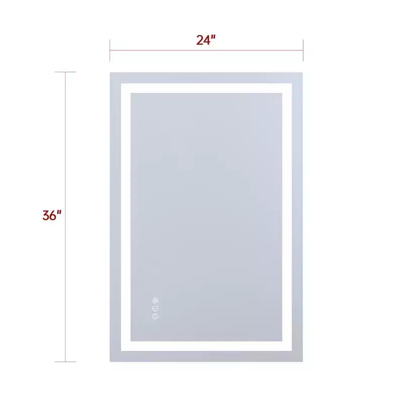 Miroir de coiffeuse mural SUMERAIN 24x36 po en verre trempé, anti-buée, certifié ETL, miroir de salle de bain intelligent à mémoire