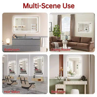 Miroir de coiffeuse mural SUMERAIN 24x36 po en verre trempé, anti-buée, certifié ETL, miroir de salle de bain intelligent à mémoire