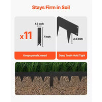 Bordures de Paysage en Acier Galvanisé VEVOR, Lot de 10 Bordures Métalliques de 101,6 x 11,4 cm pour Aménagement Paysager avec 11 Clips de Fixation, Bordure de Jardin en Métal, Noir