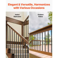 VEVOR Balustres d'escalier lot de 101, balustres d'escalier en aluminium 32 po, balustrade ronde métallique 3/4 po résistante à la pluie, noir