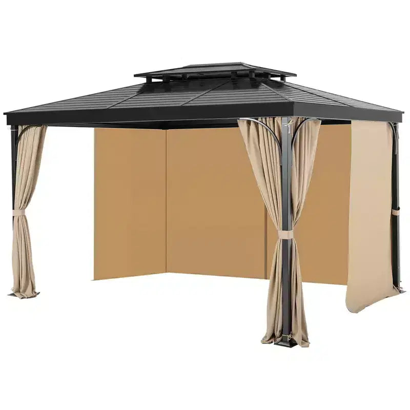 Rideaux pour tonnelle VEVOR d'extérieur, conviennent à la plupart des tonnelles 3,6 x 3 m x 2 m, rideaux latéraux d'intimité à 4 panneaux pour tonnelle avec fermetures éclair, rideau de remplacement d'extérieur, kaki