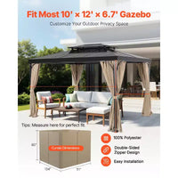 Rideaux pour tonnelle VEVOR d'extérieur, conviennent à la plupart des tonnelles 3,6 x 3 m x 2 m, rideaux latéraux d'intimité à 4 panneaux pour tonnelle avec fermetures éclair, rideau de remplacement d'extérieur, kaki