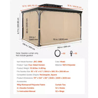 Rideaux pour tonnelle VEVOR d'extérieur, conviennent à la plupart des tonnelles 3,6 x 3 m x 2 m, rideaux latéraux d'intimité à 4 panneaux pour tonnelle avec fermetures éclair, rideau de remplacement d'extérieur, kaki