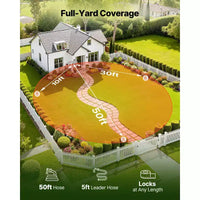Dévidoir de tuyau d'arrosage rétractable VEVOR, 1/2 po x 15 m, mural avec buse d'arrosage à 9 fonctions et support pivotant à 180°, gris