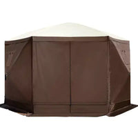 Tonnelle moustiquaire, 3,6 x 3,6 m, abri de camping escamotable à 6 côtés avec fenêtres en maille, sac de transport portable