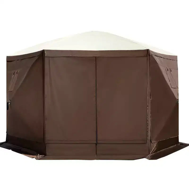 Tonnelle moustiquaire, 3,6 x 3,6 m, abri de camping escamotable à 6 côtés avec fenêtres en maille, sac de transport portable