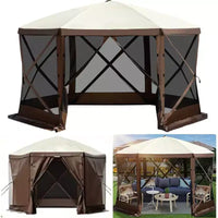Tonnelle moustiquaire, 3,6 x 3,6 m, abri de camping escamotable à 6 côtés avec fenêtres en maille, sac de transport portable