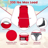 Gymax Chaise de bronzage avec trous pour le visage et les bras, dossier 4 positions et coussin pour la tête, poche latérale