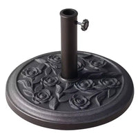 Pied de parasol rond en résine 18, support de parasol de marché 20 lb avec motif floral de roses décoratif