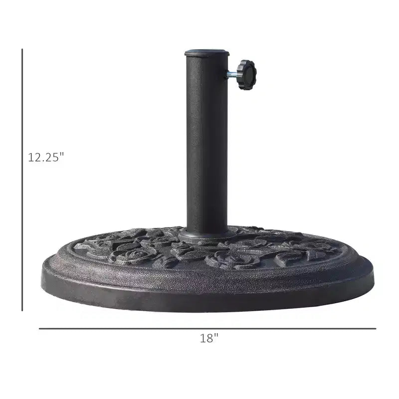 Pied de parasol rond en résine 18, support de parasol de marché 20 lb avec motif floral de roses décoratif