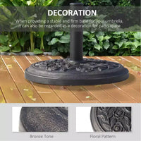 Pied de parasol rond en résine 18, support de parasol de marché 20 lb avec motif floral de roses décoratif