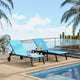 3-Piece Small Patio Lounge Set with Side Table - Adjustable Chaise Chairs & Wheels for Poolside, Deck & Backyard