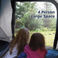 Tente dôme de camping 4 personnes, bleue, facile à monter, étanche, avec sac de transport et porte moustiquaire, portable pour la randonnée/les voyages en famille