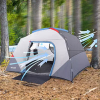 Tente dôme de camping 4 personnes, bleue, facile à monter, étanche, avec sac de transport et porte moustiquaire, portable pour la randonnée/les voyages en famille