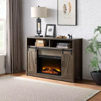 Foyer finition chêne rustique avec étagère de rangement