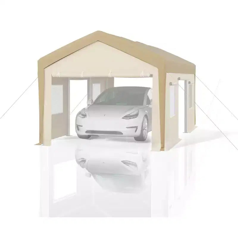 Toile de rechange pour abri d'auto, robuste, impermeable, resistante aux UV, en PE, compatible 13x20 13x25 20x13x11 pi, blanc, dessus jaune uniquement, sans structure
