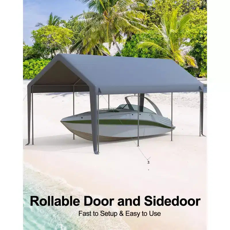 Toile de rechange pour abri d'auto, robuste, impermeable, resistante aux UV, en PE, compatible 13x20 13x25 20x13x11 pi, blanc, dessus jaune uniquement, sans structure