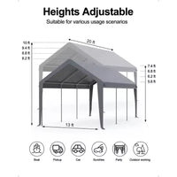 Toile de rechange pour abri d'auto, robuste, impermeable, resistante aux UV, en PE, compatible 13x20 13x25 20x13x11 pi, blanc, dessus jaune uniquement, sans structure
