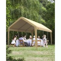 Toile de rechange pour abri d'auto, robuste, impermeable, resistante aux UV, en PE, compatible 13x20 13x25 20x13x11 pi, blanc, dessus jaune uniquement, sans structure