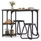 Costway 3 PCS Dining Table Set, Wooden Metal Kitchen Table & 2 Stools with Storage Shelves Rustic Brown+Black/White+Golden