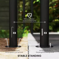 Pergola gazebo d'extérieur, abri pare-soleil de jardin avec structure metallique pour porche, terrasse et patio