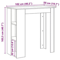 vidaXL Table de bar avec étagère Bois d'ingénierie Salle à manger Cuisine Haute Haute Murale Pièce
