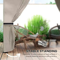 Gazebo extérieur 11' x 11', gazebo de patio à double toit avec rideaux, fenêtres d'église, cadre en acier galvanisé