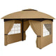 11' x 11' Outdoor Gazebo, Double Roof Patio Gazebo with Curtains, Church Windows, Galvanized Steel Frame