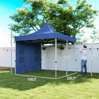Tente de réception escamotable robuste 3x3m avec parois latérales, abri solaire instantané UPF50+ avec poches de rangement