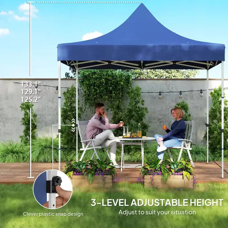 Tente de réception escamotable robuste 3x3m avec parois latérales, abri solaire instantané UPF50+ avec poches de rangement