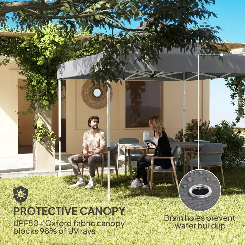 Tente de réception escamotable robuste 3x3m avec parois latérales, abri solaire instantané UPF50+ avec poches de rangement