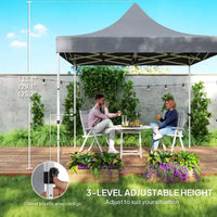 Tente de réception escamotable robuste 3x3m avec parois latérales, abri solaire instantané UPF50+ avec poches de rangement